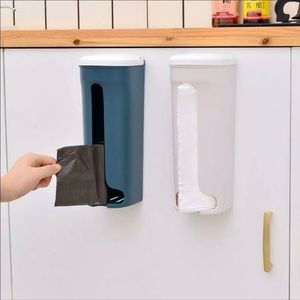 Wall Mounted Plastic Bag Storage Box Trash Bag Dispenser Garbage Bag Hol…